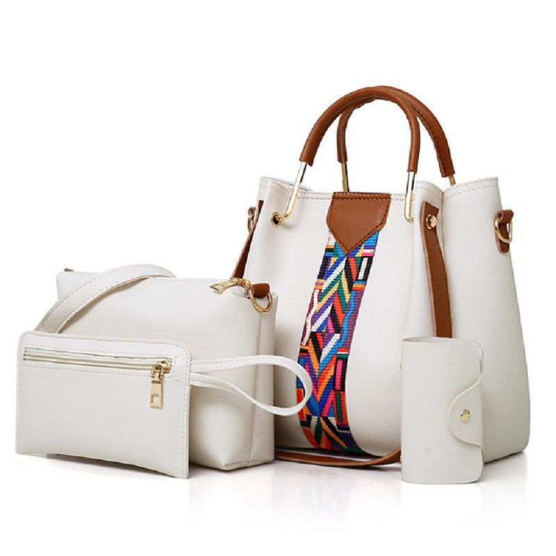 Women Faux Leather Four-piece Set Handbag Shoulder Bag Clutch Bag Mssza