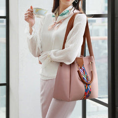 Women Faux Leather Four-piece Set Handbag Shoulder Bag Clutch Bag Mssza