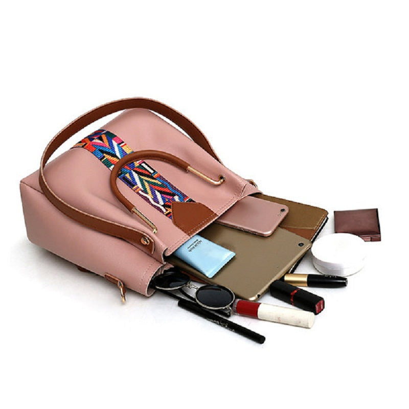 Women Faux Leather Four-piece Set Handbag Shoulder Bag Clutch Bag Mssza