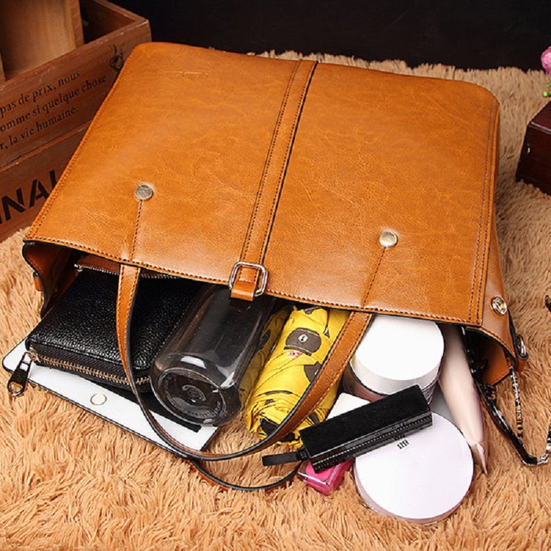 Women Faux Leather Solid Handbag Vintage Cross body Bag Mssza