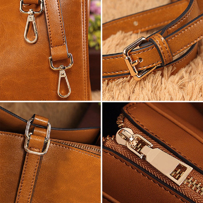 Women Faux Leather Solid Handbag Vintage Cross body Bag Mssza