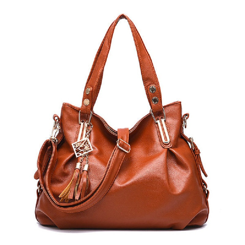 Women Faux Leather Tassel Soft Leather Handbags Mssza