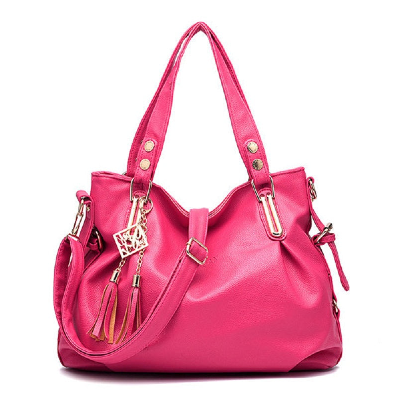 Women Faux Leather Tassel Soft Leather Handbags Mssza