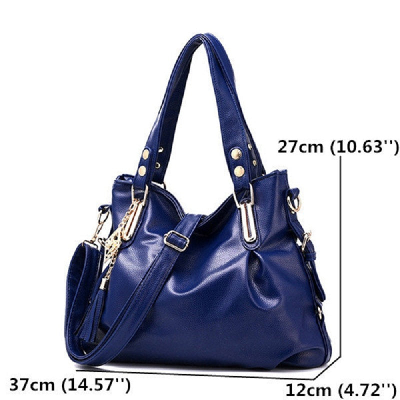 Women Faux Leather Tassel Soft Leather Handbags Mssza
