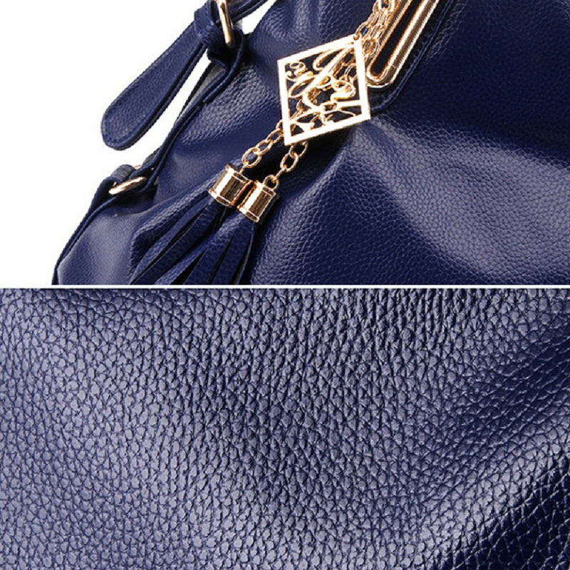 Women Faux Leather Tassel Soft Leather Handbags Mssza