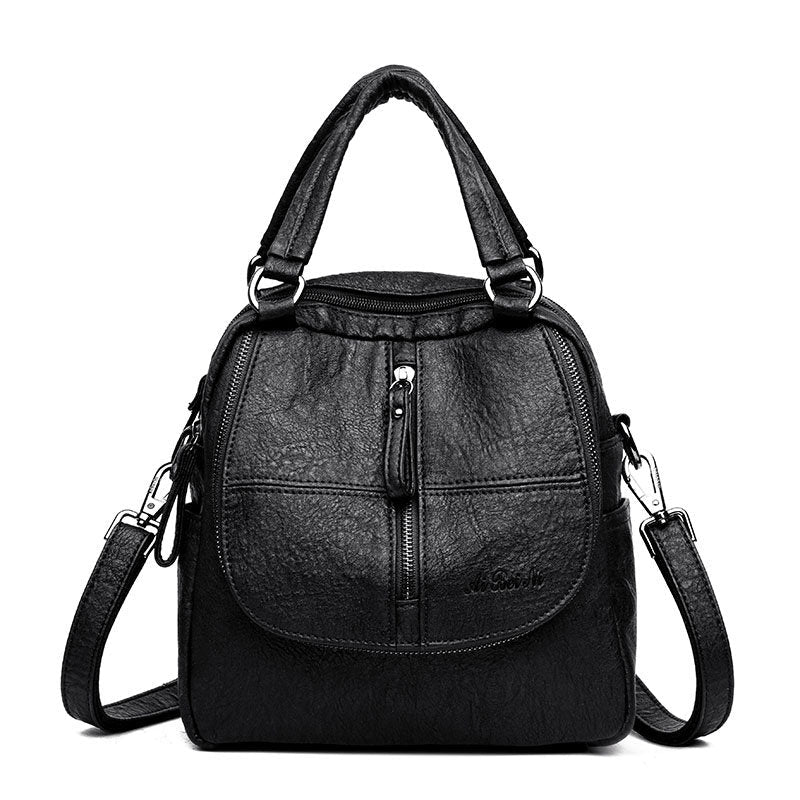 PU Washed Leather Convertible Backpack Purse Waterproof Lightweight Tassel Zipper Bag Mssza