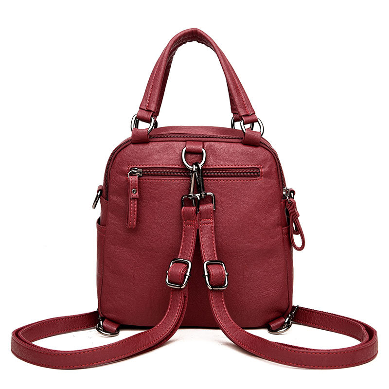 PU Washed Leather Convertible Backpack Purse Waterproof Lightweight Tassel Zipper Bag Mssza