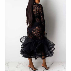 Hollow Out Dress Spring Winter Long Sleeve Dress Mssaz Desses