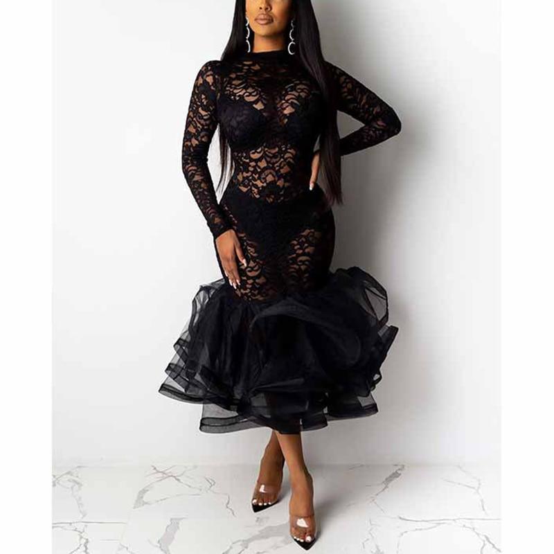 Hollow Out Dress Spring Winter Long Sleeve Dress Mssaz Desses