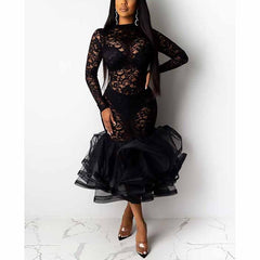 Hollow Out Dress Spring Winter Long Sleeve Dress Mssaz Desses