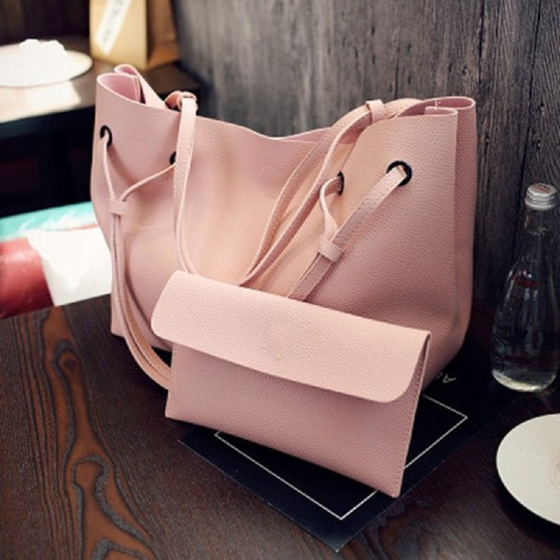 Large Capacity 2Pcs Tote with Optional Strap Styles Matching Wallet Handbags Mssza