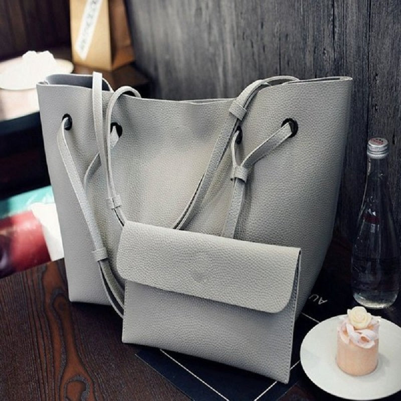 Large Capacity 2Pcs Tote with Optional Strap Styles Matching Wallet Handbags Mssza