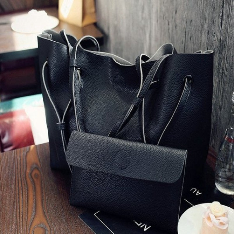 Large Capacity 2Pcs Tote with Optional Strap Styles Matching Wallet Handbags Mssza