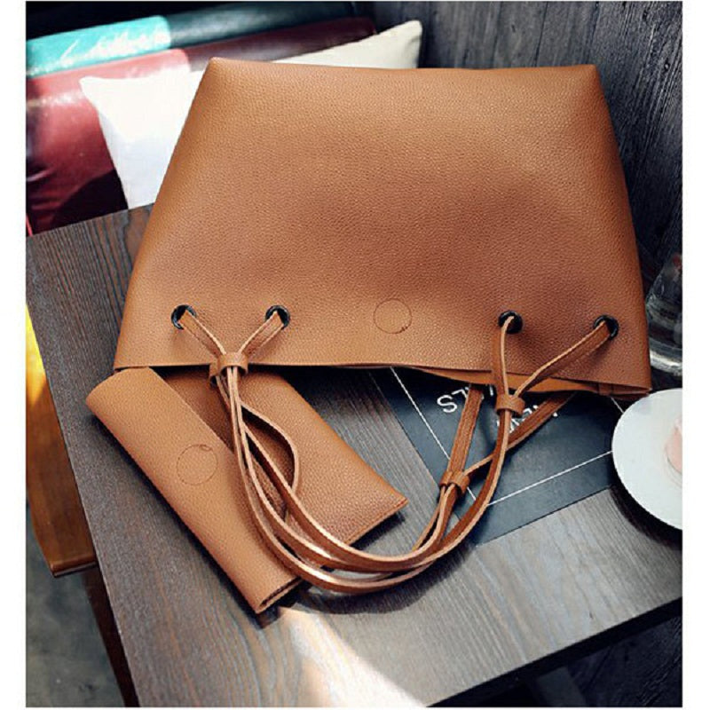 Large Capacity 2Pcs Tote with Optional Strap Styles Matching Wallet Handbags Mssza