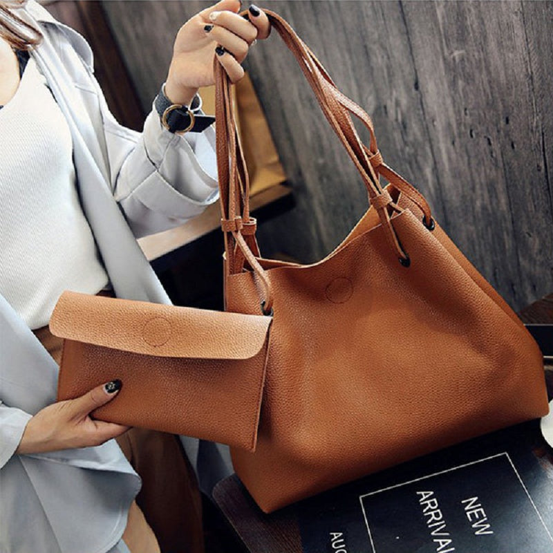 Large Capacity 2Pcs Tote with Optional Strap Styles Matching Wallet Handbags Mssza