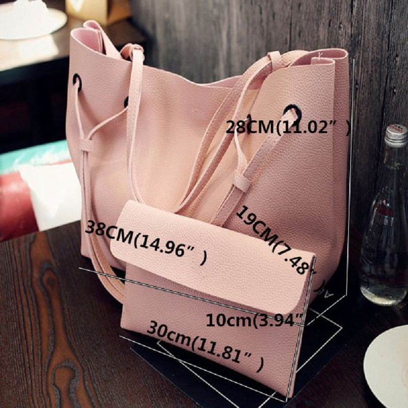 Large Capacity 2Pcs Tote with Optional Strap Styles Matching Wallet Handbags Mssza