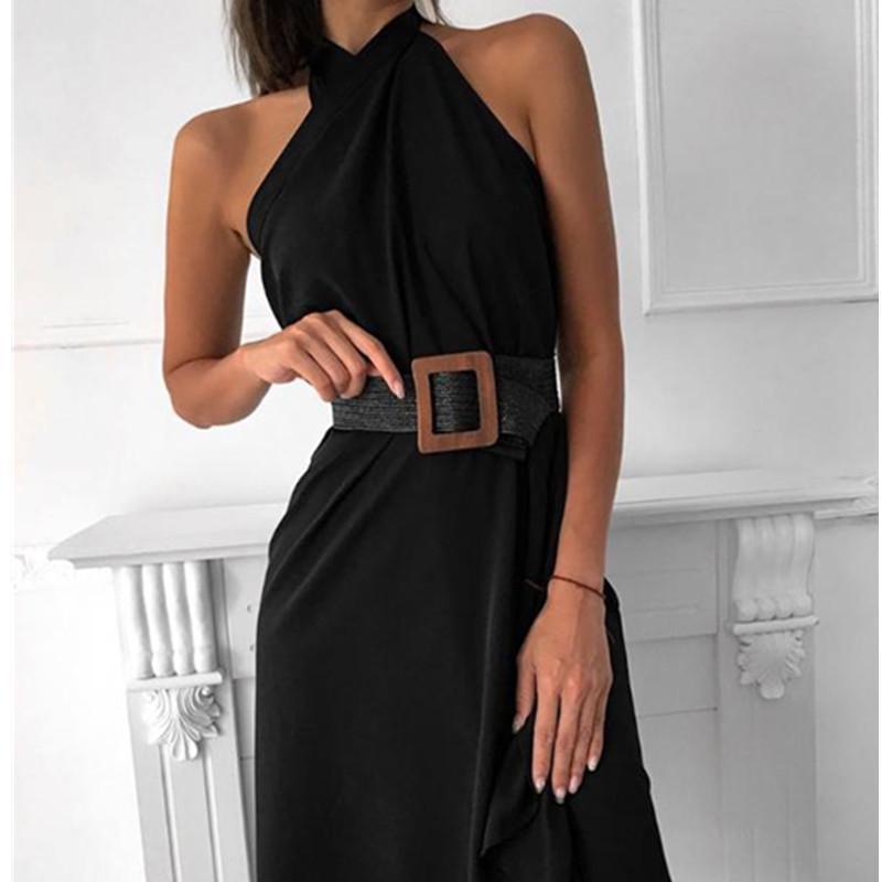 New Halter Sleeveless Ruched Design Dress Mssaz Desses
