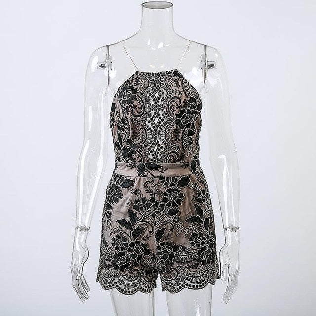 Women Night Party Short Rompers Hollow Out Jumpsuits Mssza