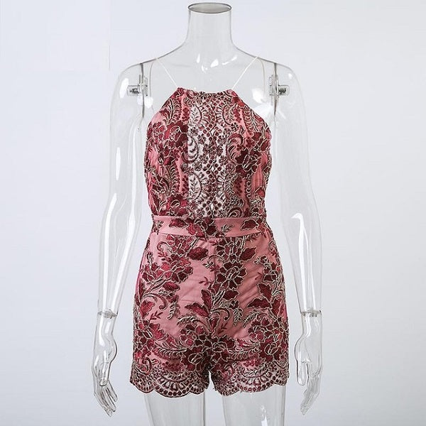 Women Night Party Short Rompers Hollow Out Jumpsuits Mssza