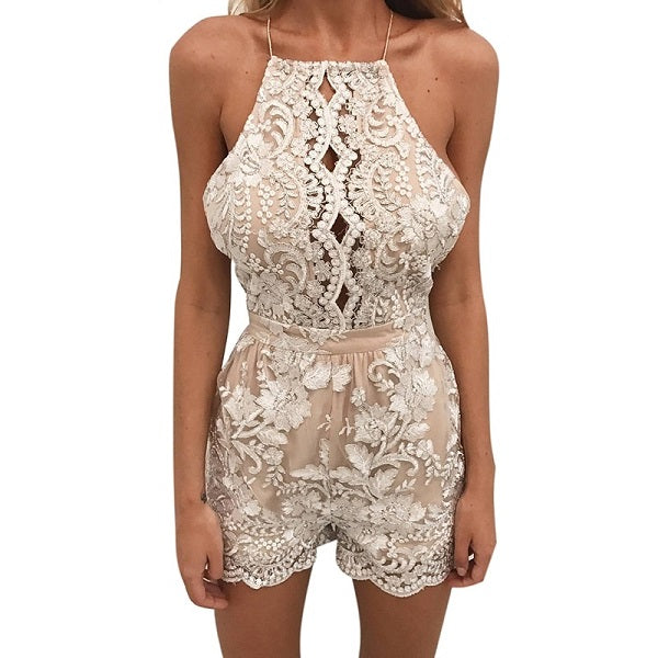 Women Night Party Short Rompers Hollow Out Jumpsuits Mssza