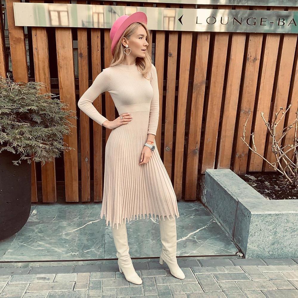 O Neck Long Sleeve Winter Dress Mssaz Desses