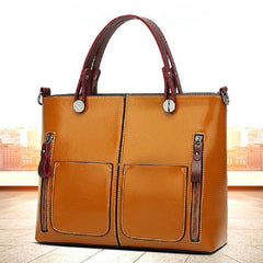 Women Oil Wax Leather Tote Bag Retro Shoulder Bags Handbags Mssza