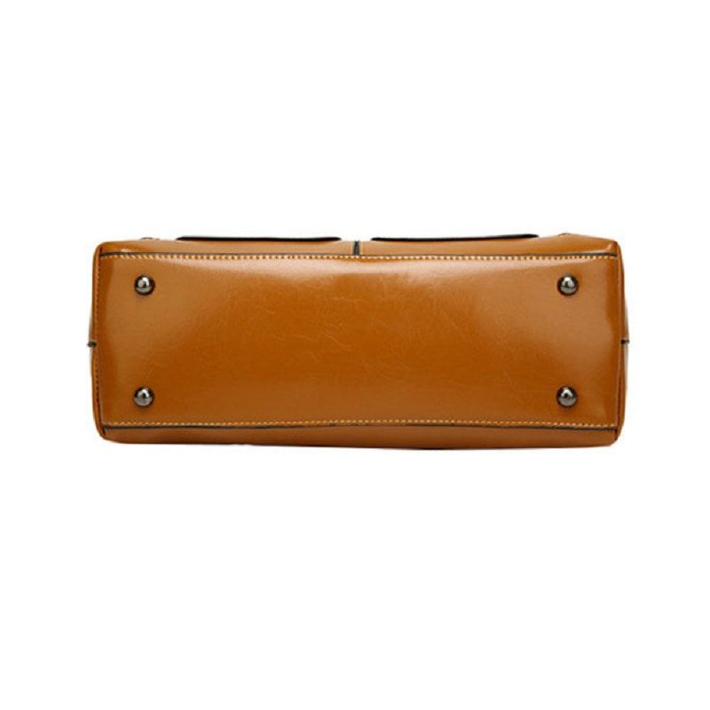 Women Oil Wax Leather Tote Bag Retro Shoulder Bags Handbags Mssza