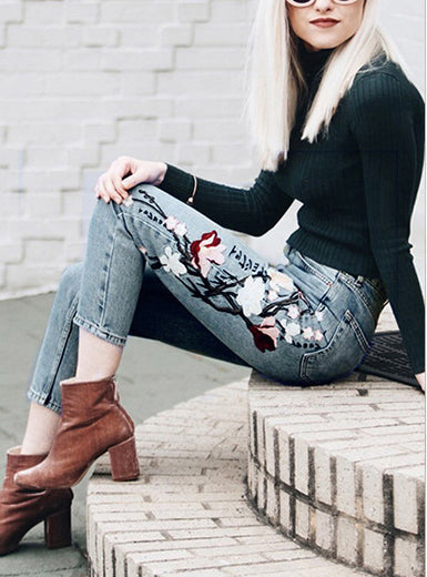 Elegant Embroidery Straight Loose Wilde Street Wear Style Photography Denim Pants Mssza