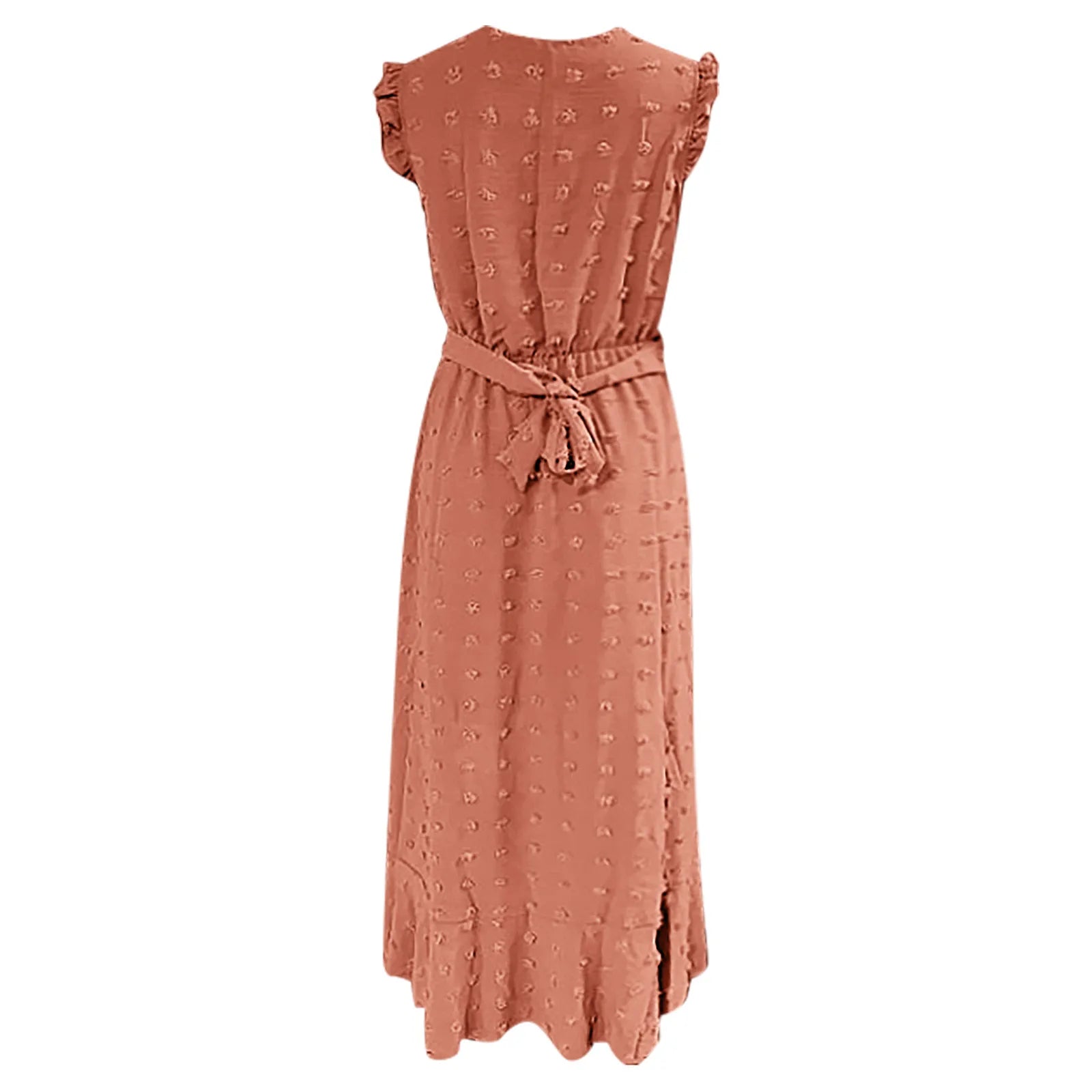 Clothing Free Shipping Sleeve Wrap V Neck Ruffle Dot Ruffle Slit Flowy Boho Dress Mssaz Desses