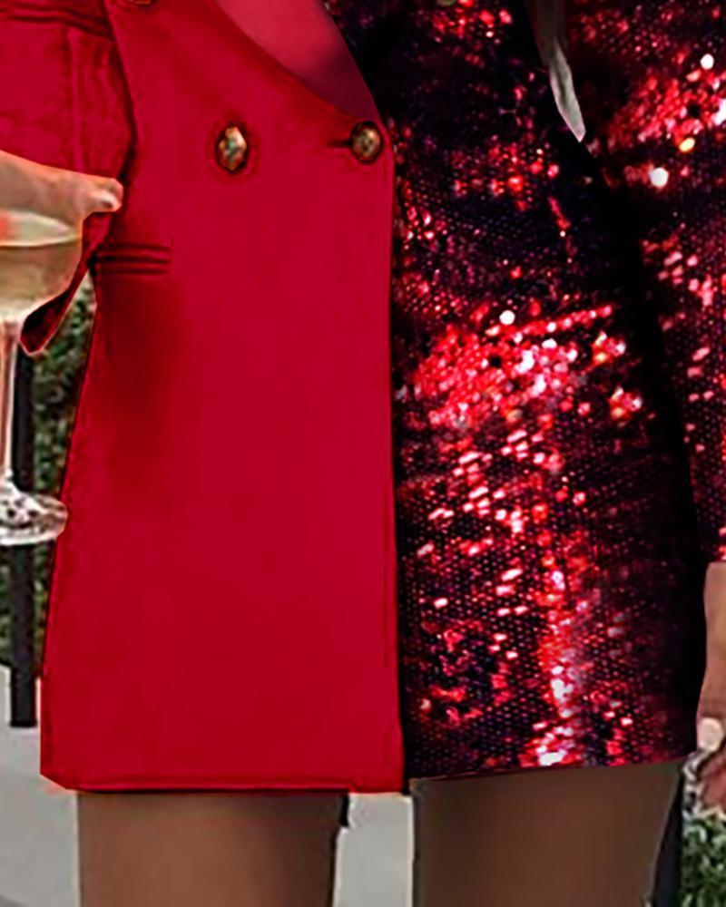 Sequined Patchwork Blazer Dress Mssaz Desses