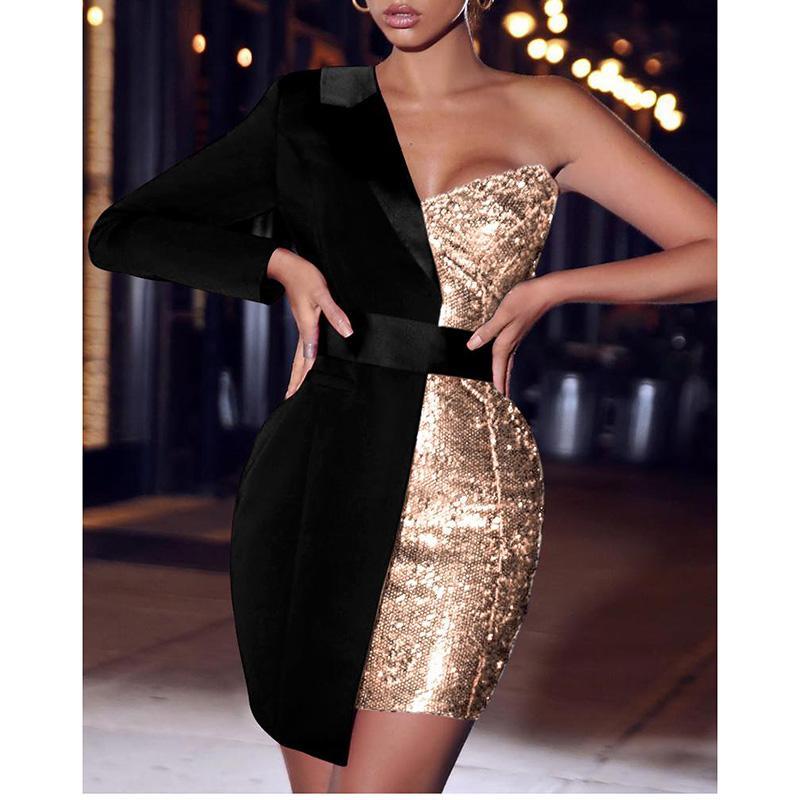 Sequined Patchwork Sey Dress Mssaz Desses