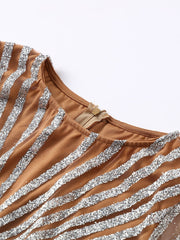 Mesh Sequins Split Fishtail V Neck Long Sleeve Maxi Dress Mssaz Desses
