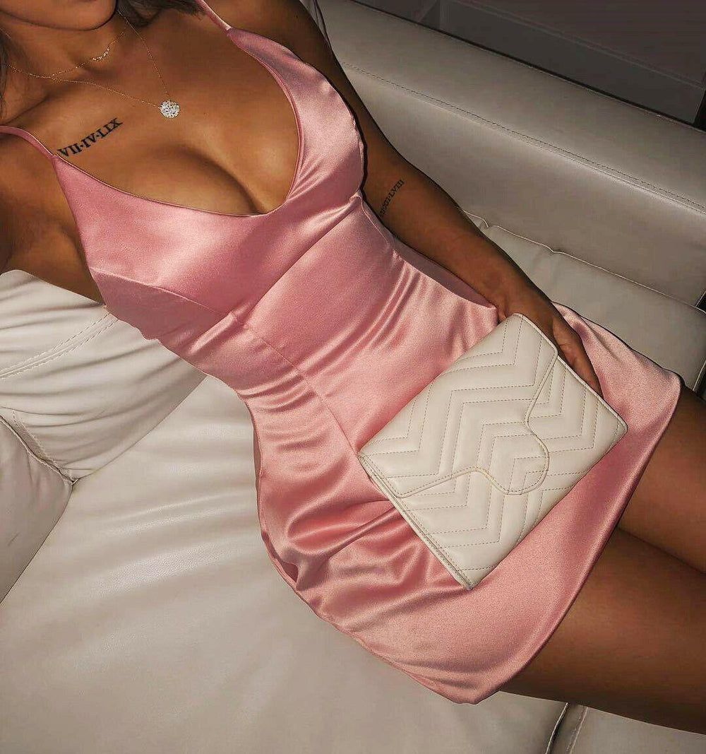 Sleeveless Solid Mini Dress Ladies Strappy V-Neck  Holiday Beach Casual Slim Dress Sundress New Mssaz Desses