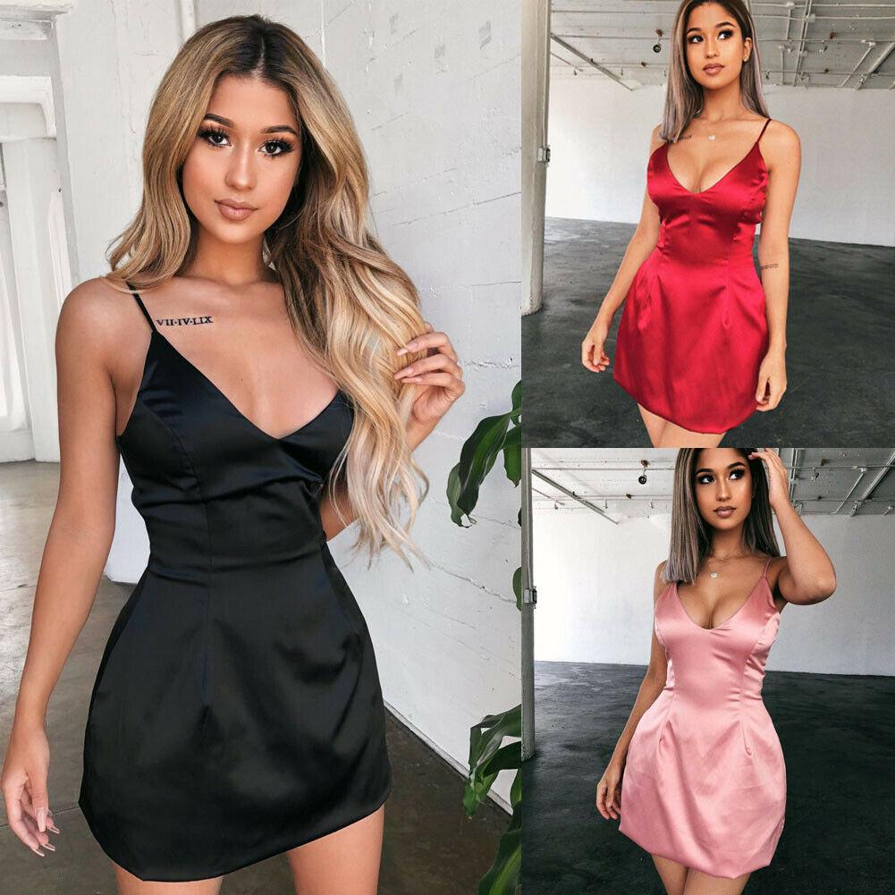Sleeveless Solid Mini Dress Ladies Strappy V-Neck  Holiday Beach Casual Slim Dress Sundress New Mssaz Desses