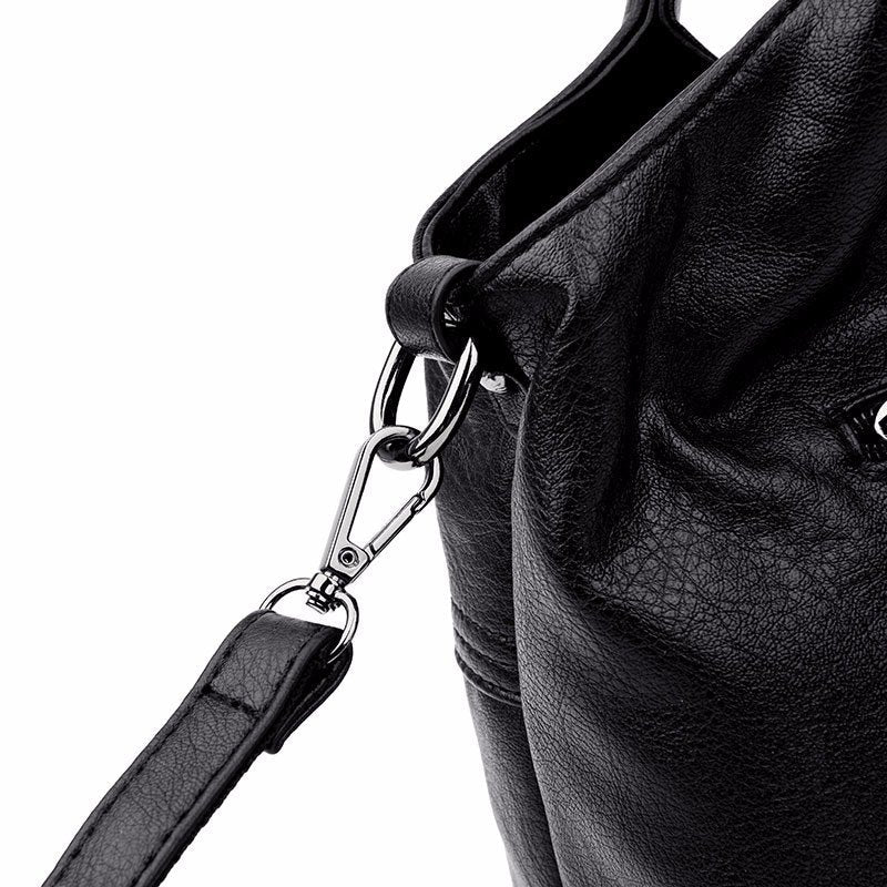 Women Soft Leather Handbags Stitching Solid Large Capacity Shoulder Bags Mssza