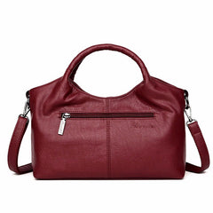 Women Soft Leather Handbags Stitching Solid Large Capacity Shoulder Bags Mssza
