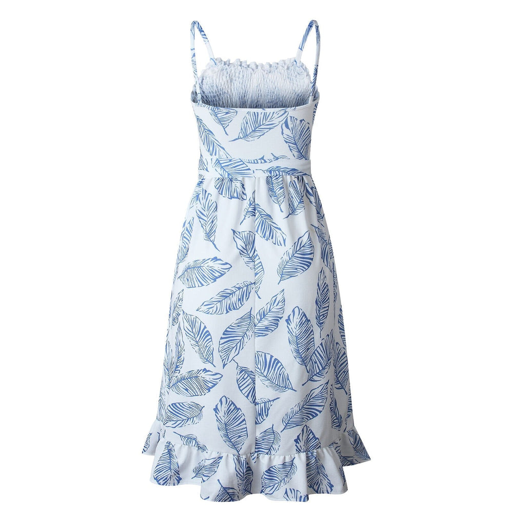 Boho Party Dress Ladies Sleeveless High Waist Holiday Beach Casual Floral Swing Long Sundress Mssaz Desses