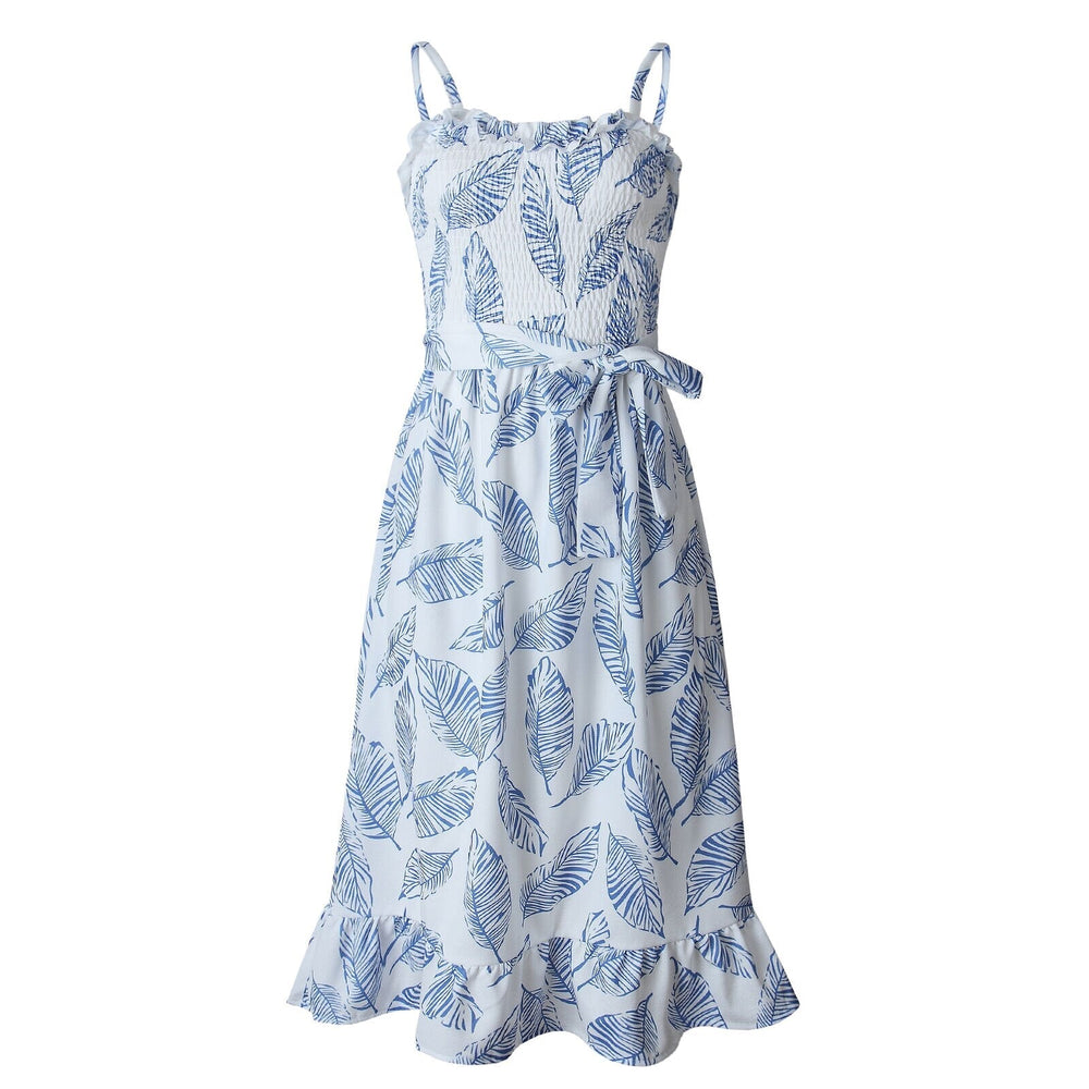 Boho Party Dress Ladies Sleeveless High Waist Holiday Beach Casual Floral Swing Long Sundress Mssaz Desses