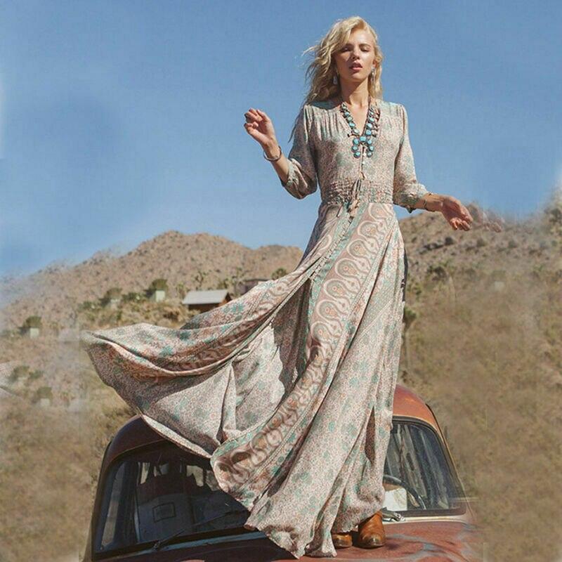 Chiffon Boho Long Maxi Dress Mssaz Desses
