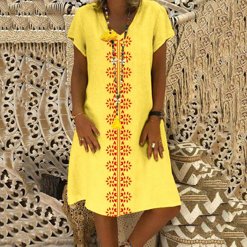 Short Sleeve Cotton Linen Long Maxi Dress Ladies Casual Loose Beach Kaftan Dresses Sundress Mssaz Desses