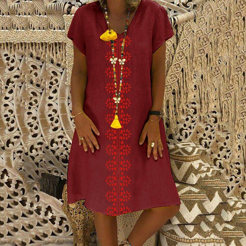 Short Sleeve Cotton Linen Long Maxi Dress Ladies Casual Loose Beach Kaftan Dresses Sundress Mssaz Desses