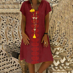 Short Sleeve Cotton Linen Long Maxi Dress Ladies Casual Loose Beach Kaftan Dresses Sundress Mssaz Desses