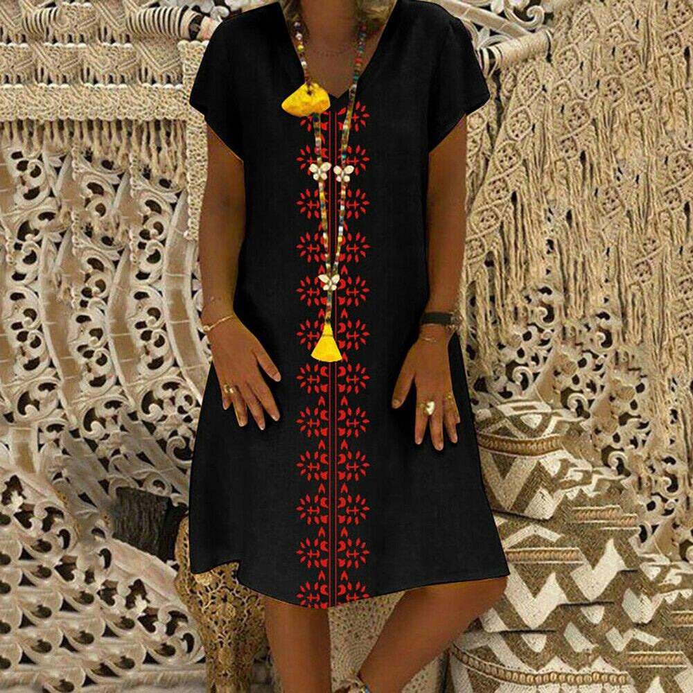 Short Sleeve Cotton Linen Long Maxi Dress Ladies Casual Loose Beach Kaftan Dresses Sundress Mssaz Desses