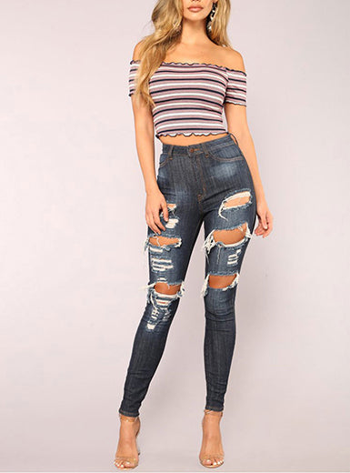 Women Thread Lined Skinny Denim Jean Pants Mssza