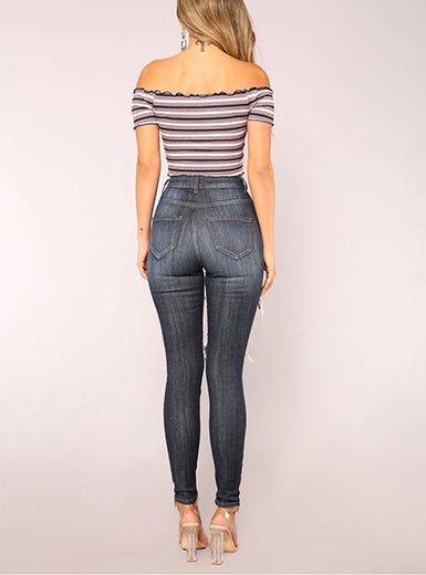 Women Thread Lined Skinny Denim Jean Pants Mssza