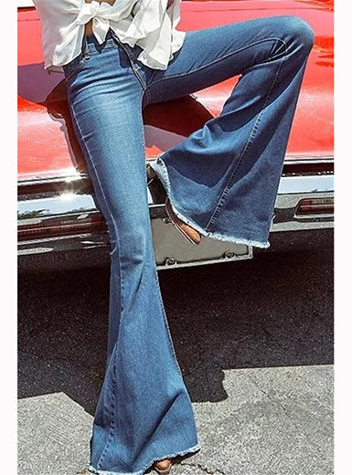 Vintage Style Faded Denim Bell Jeans Mssza