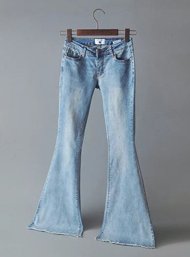 Vintage Style Faded Denim Bell Jeans Mssza