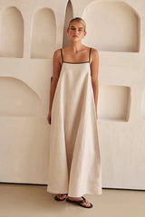Halter Swing Backless Sleeveless Cotton Line Casual Maxi Dress Mssaz Desses