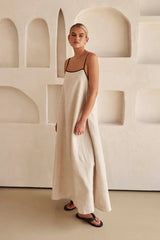 Halter Swing Backless Sleeveless Cotton Line Casual Maxi Dress Mssaz Desses