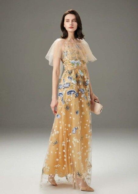 Layered Ruffles Elegant Long Party Prom Dressess Mssaz Desses